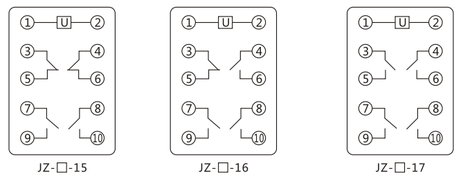 JZY（J)-201X靜態(tài)中間繼電器內(nèi)部接線圖及外引接線圖
