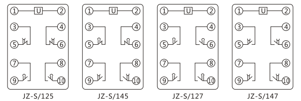 JZ-S/345靜態(tài)可調(diào)延時(shí)中間繼電器內(nèi)部接線(xiàn)圖及外引接線(xiàn)圖